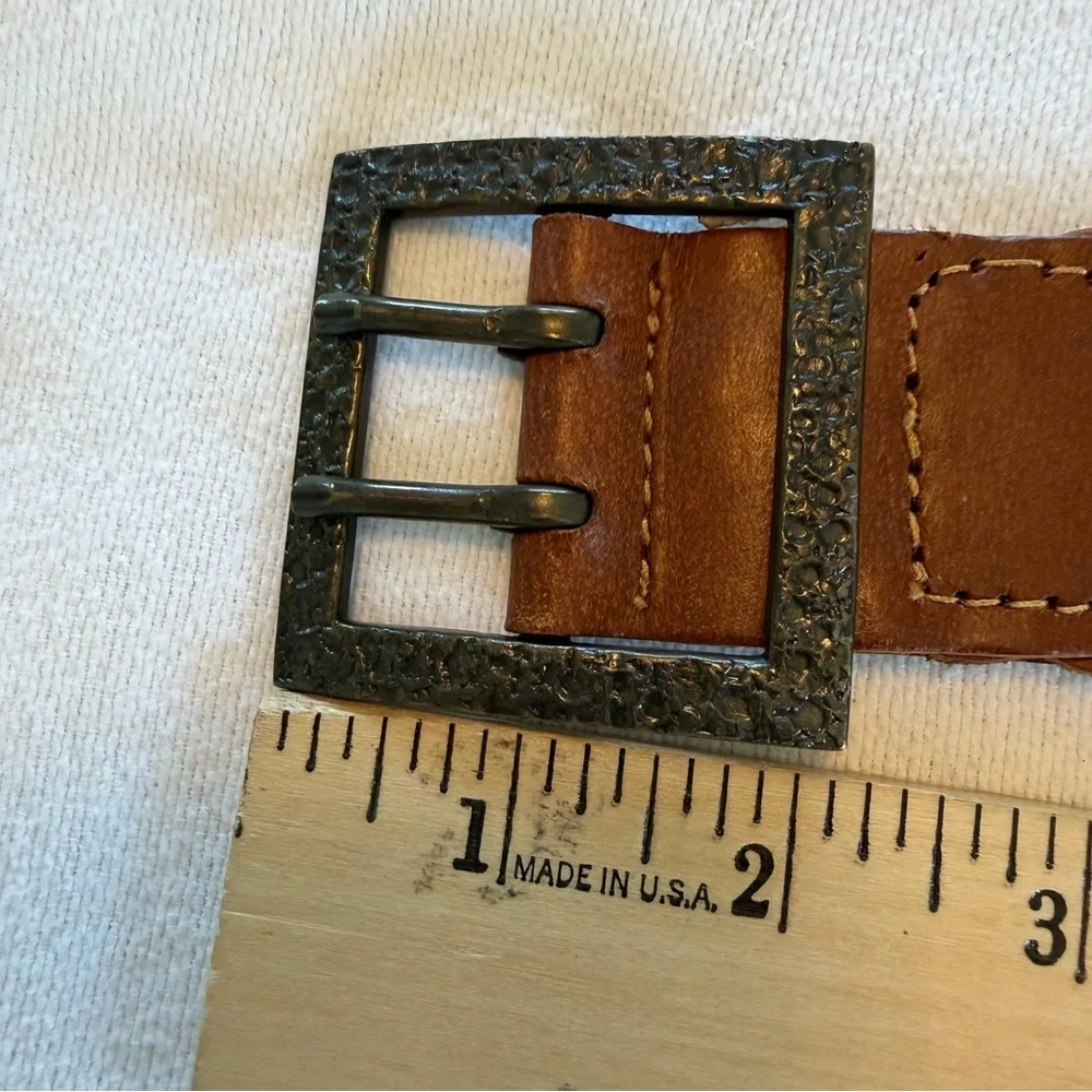 Braided Genuine Leather Belt Brown Wide‎ Woven Boho Size Medium